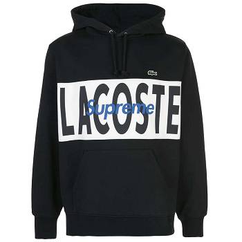 Sudadera Con Capucha Supreme X Lacoste Logo Panel Negras | Supreme 134KI